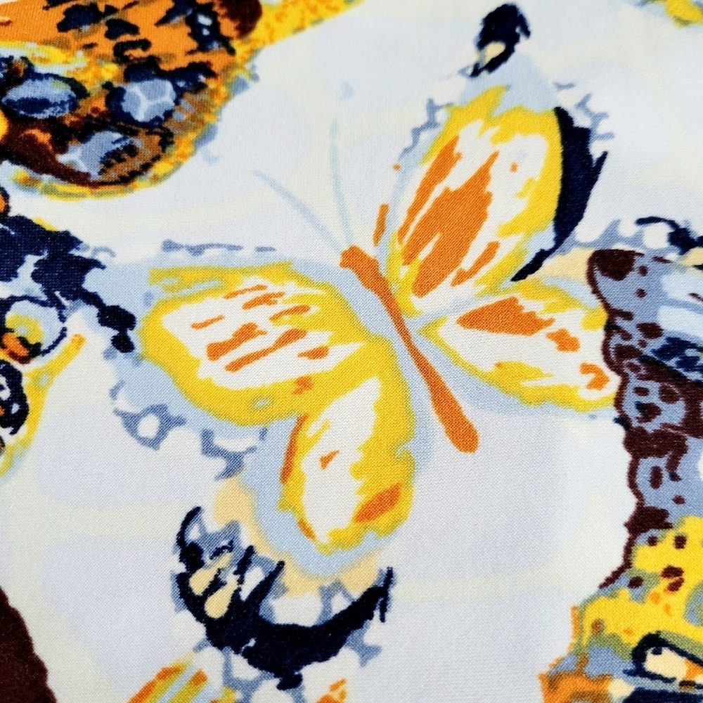 Attitudes by René Butterfly Print Tunic Top Women Small Keyhole Neck Relaxed Fit - Picture 3 of 14